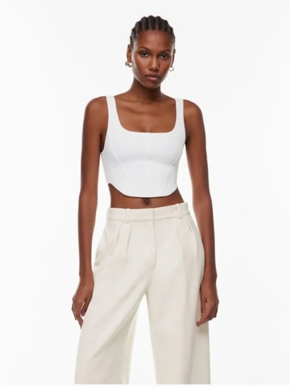 Aritzia White Sculpt Knit Bustier Tank